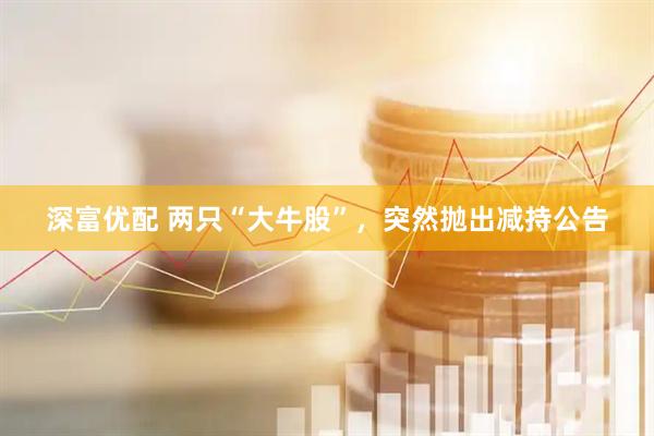 深富优配 两只“大牛股”，突然抛出减持公告
